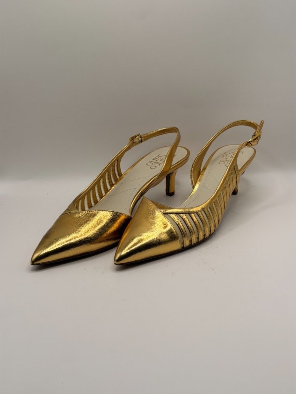 Franco Sarto Women’s Karina Gold Metallic Slingback Pump Heel Sz 7.5